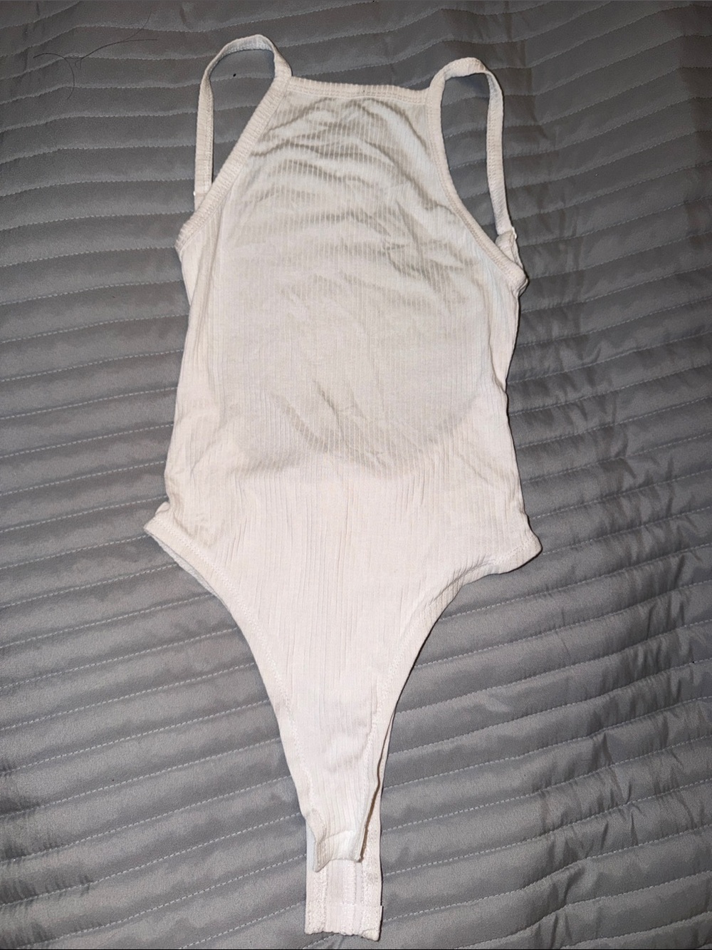 White Ribbed One-Piece Bodysuit